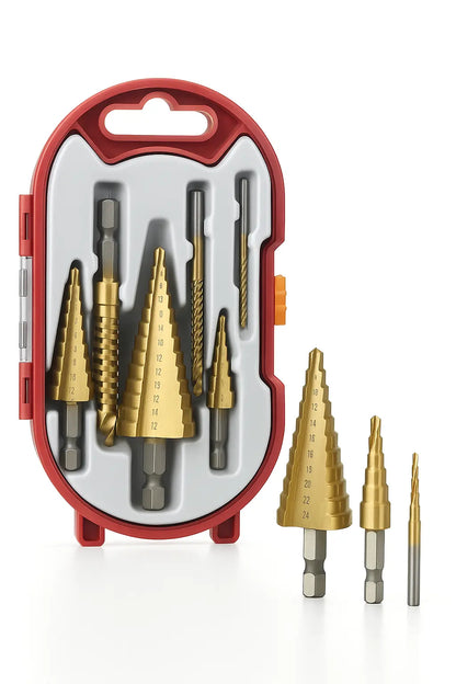 ¡TALADRA COMO UN PROFESIONAL CON EL SET DE 6 BROCAS ESCALONADAS DE TITANIO! 🔩