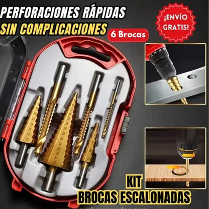¡TALADRA COMO UN PROFESIONAL CON EL SET DE 6 BROCAS ESCALONADAS DE TITANIO! 🔩