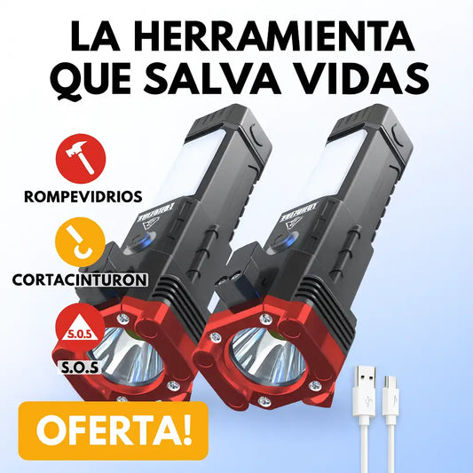 SeguriLight™ Kit de 2 Linternas tácticas 4 en 1 - Herramienta de emergencia que siempre debes llevar